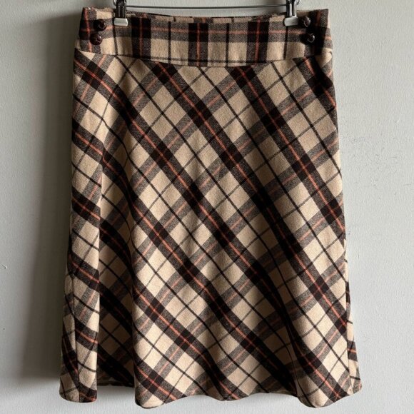 Zac And Rachel  Women Plaid A lined Side zip Winter Skirt Brown Size 10 - Picture 2 of 10